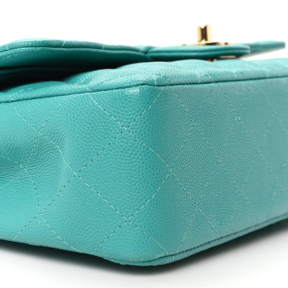 Chanel Caviar Quilted Medium Double Flap Turquoise 9 of 10