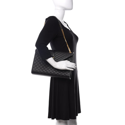 Saint Laurent Grain De Poudre Textured Mixed Matelasse Large Triquilt Monogram Satchel Black 2 of 11