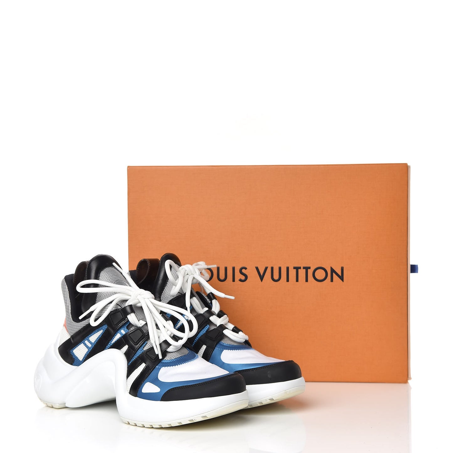 Calfskin Technical Nylon LV Archlight Sneakers 40 Blue Black Gris