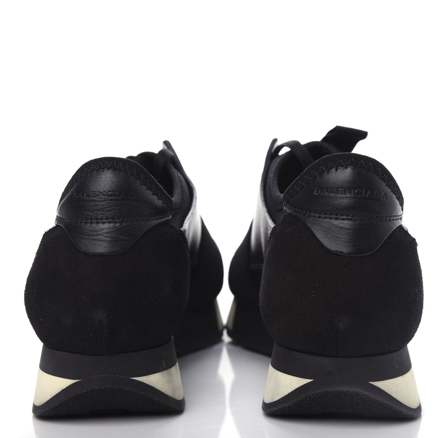 Mesh Calfskin Neoprene Suede Womens Race Runner Sneakers 37 Black
