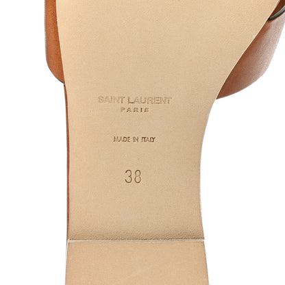 Saint Laurent Calfskin Tribute 05 Slide Sandals 38 Amber 6 of 12