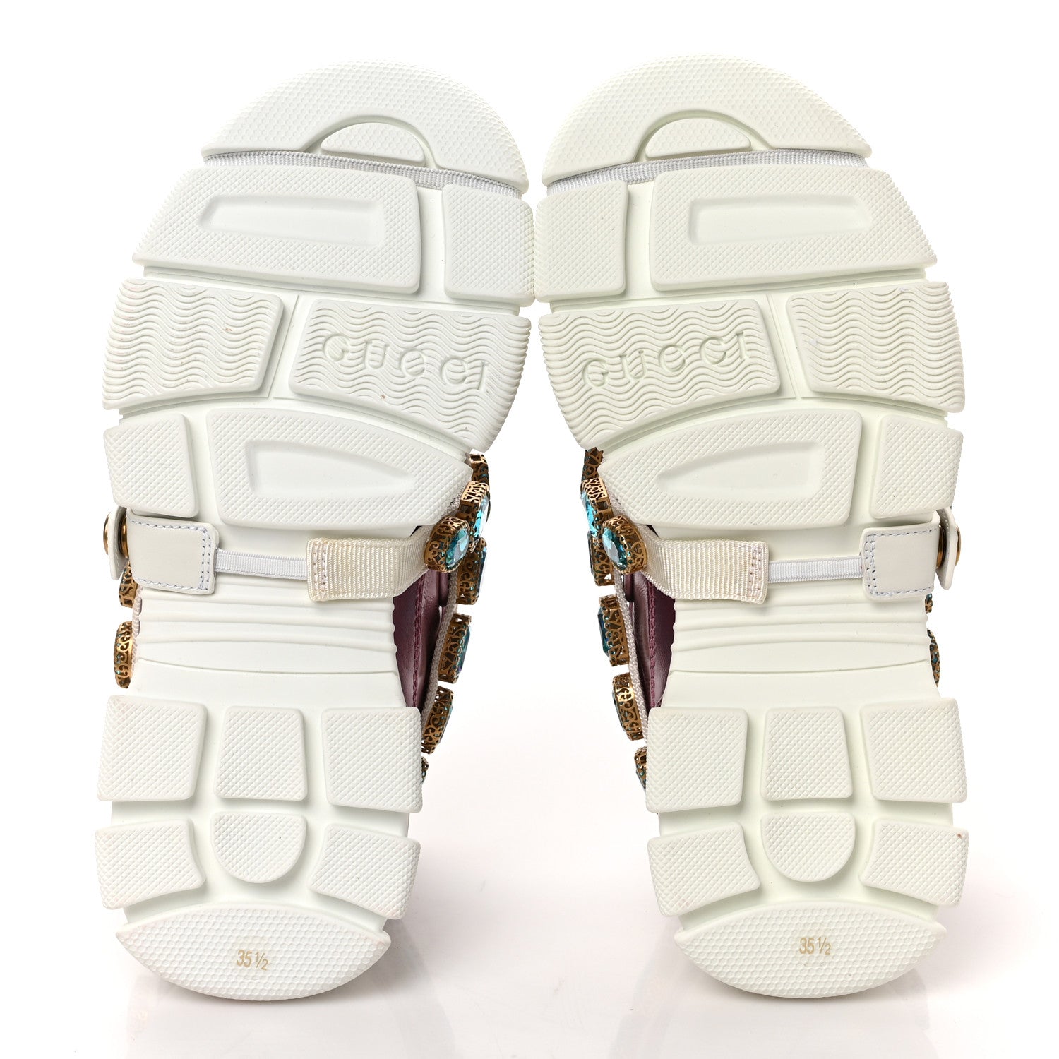 Gucci X SEGA Metallic Calfskin Mesh Removable Crystals Womens Flashtrek Sneakers 35.5 Rosa Great 35.5 White Silver 5 of 9