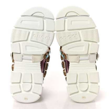 Gucci X SEGA Metallic Calfskin Mesh Removable Crystals Womens Flashtrek Sneakers 35.5 Rosa Great 35.5 White Silver 5 of 9