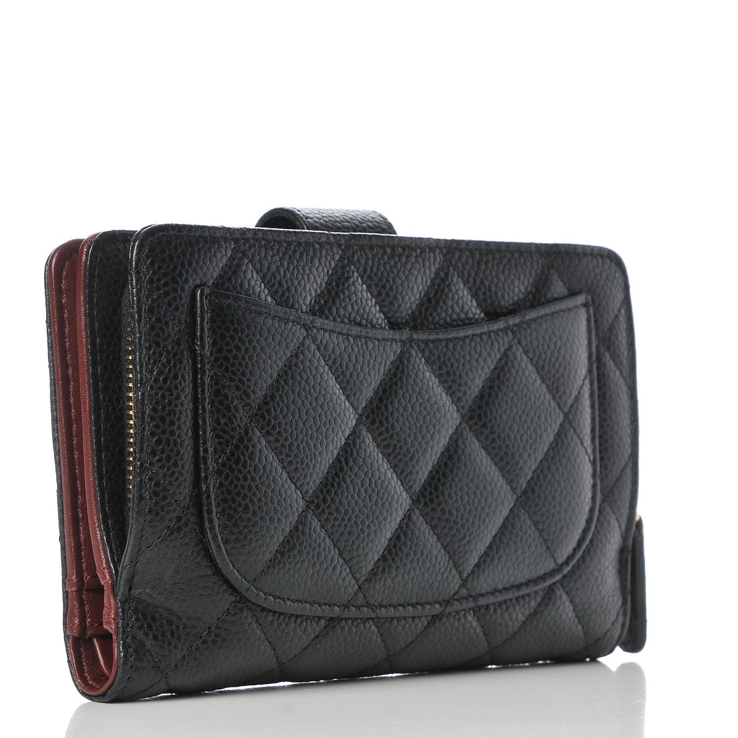 Caviar Quilted Zipped Pocket Wallet Black