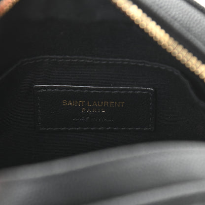 Saint Laurent Grain De Poudre Matelasse Chevron Quilted Round Vinyle Camera Bag Black 6 of 10