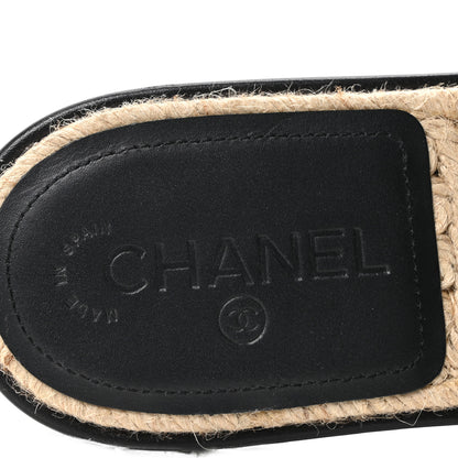 Chanel Lambskin Quilted CC Espadrille Slip On Sandals 41 Black 8 of 10