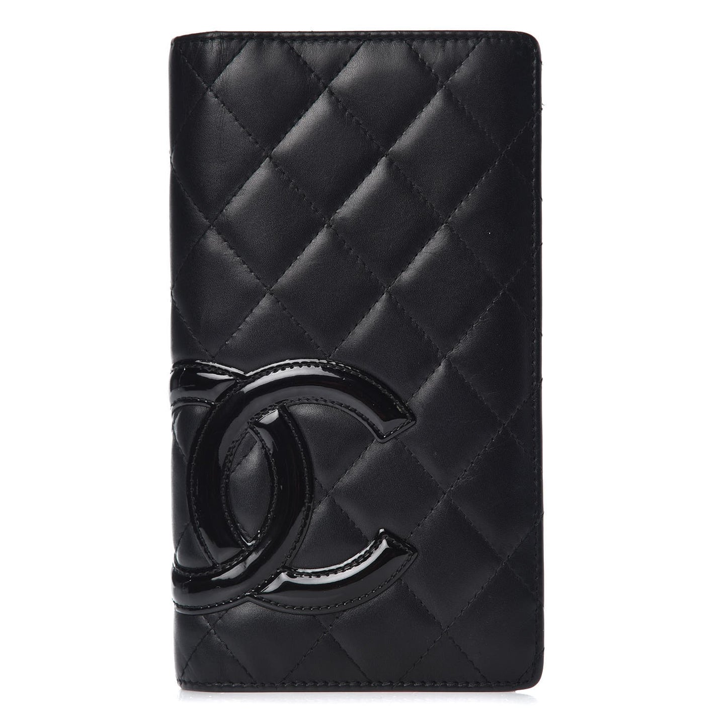 Calfskin Quilted Cambon Yen Wallet Black