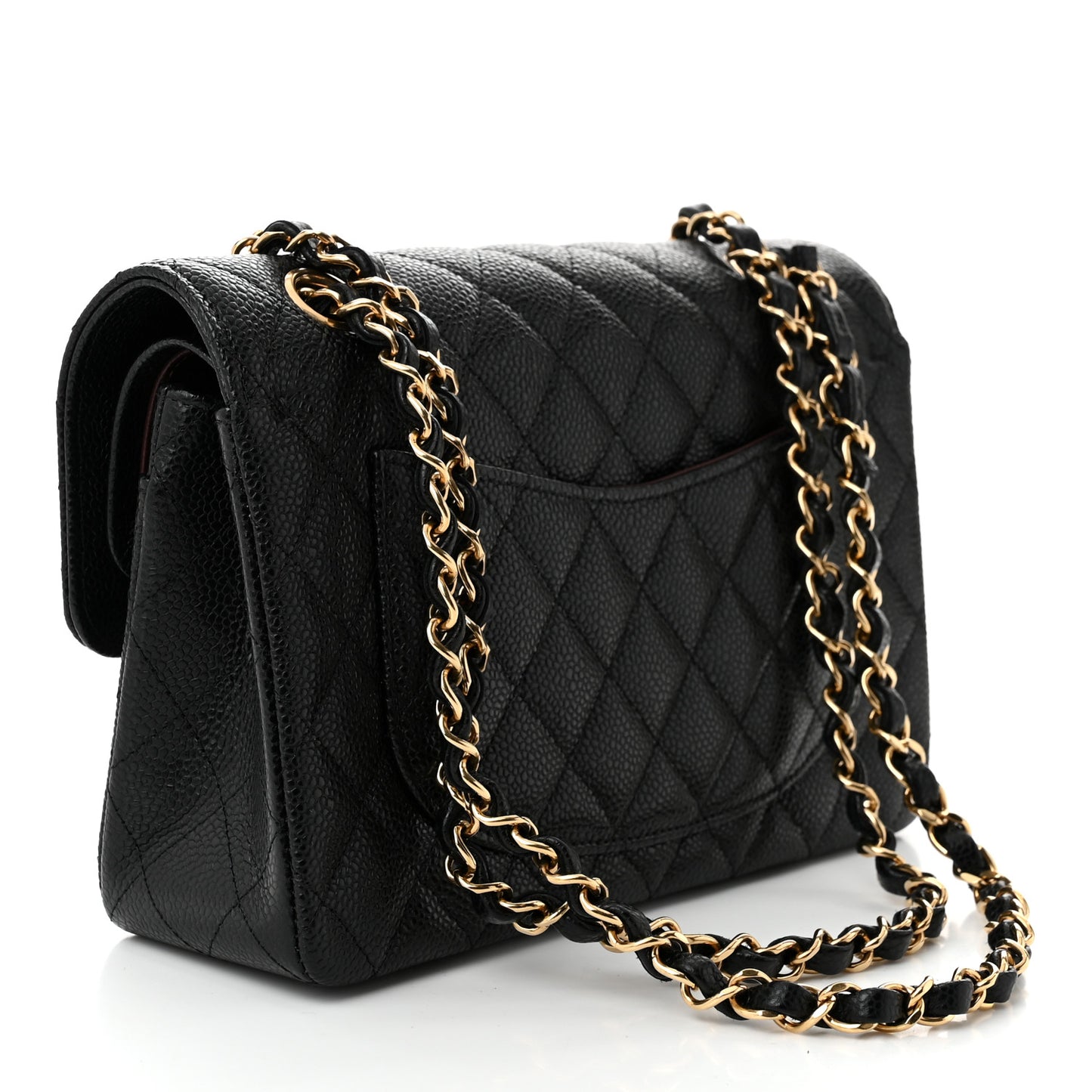 Caviar Quilted Small Double Flap Black