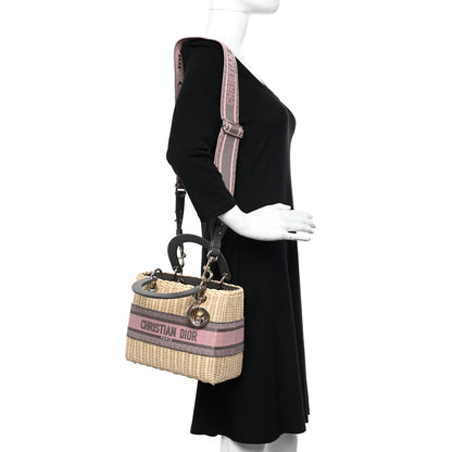 Christian Dior Wicker Oblique Medium Lady Dior Bag Pink Grey 2 of 11