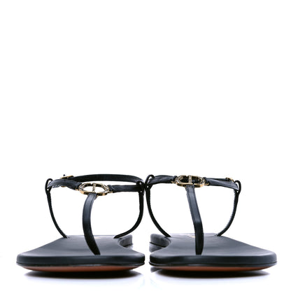 Christian Dior Lambskin Crystal Signature T-Strap Sandals 40 Black 2 of 4