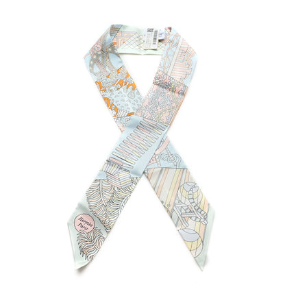 Hermes Silk De l'Ombrelle Aux Duels Twilly Ciel Rose Pale Orange 1 of 3