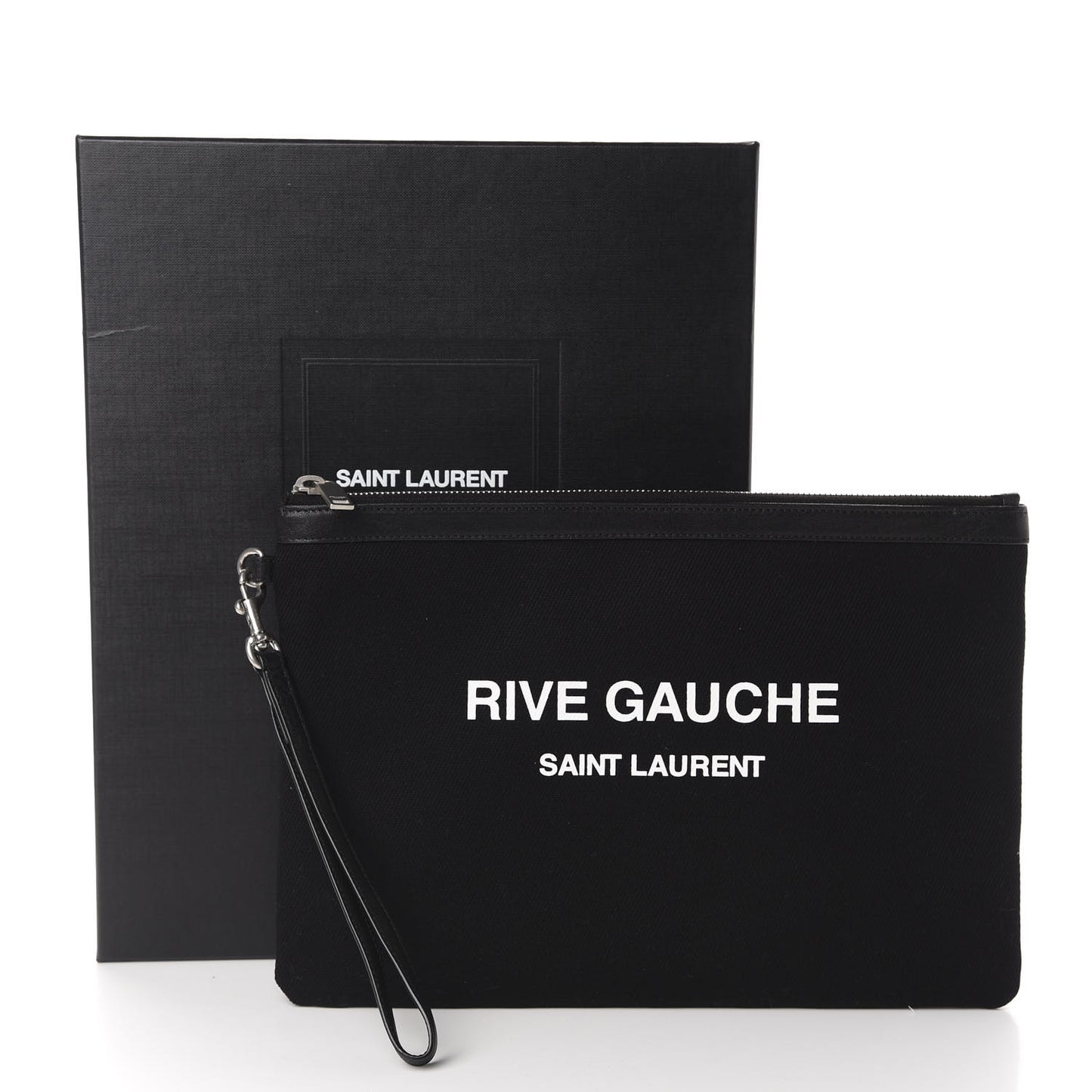 Linen Canvas Rive Gouche Zipped Pouch Black