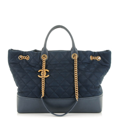 Chanel Iridescent Caviar Quilted Globe Trotter Shopping Tote Navy Blue 1 of 8