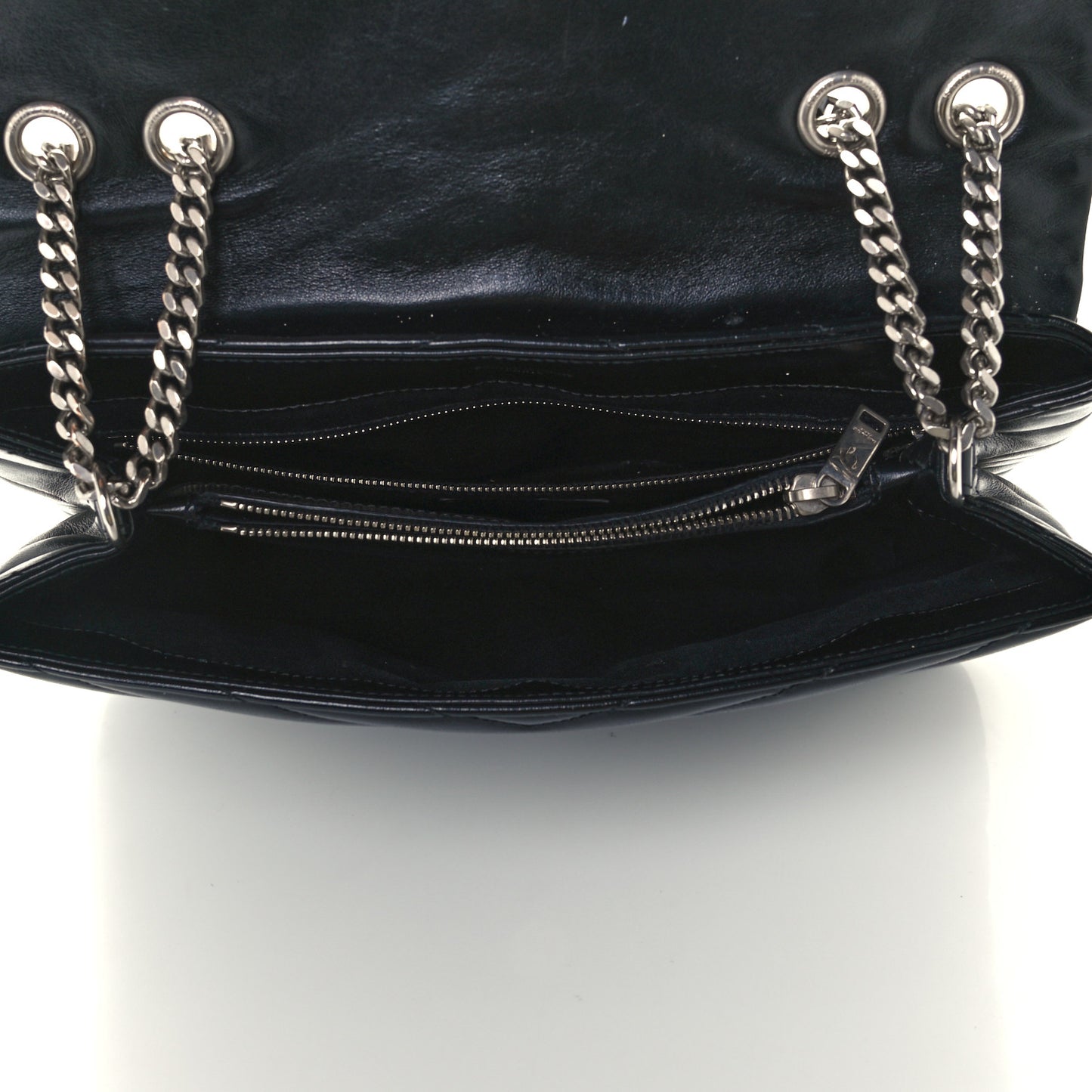 Calfskin Y Quilted Monogram Medium Loulou Chain Satchel Black