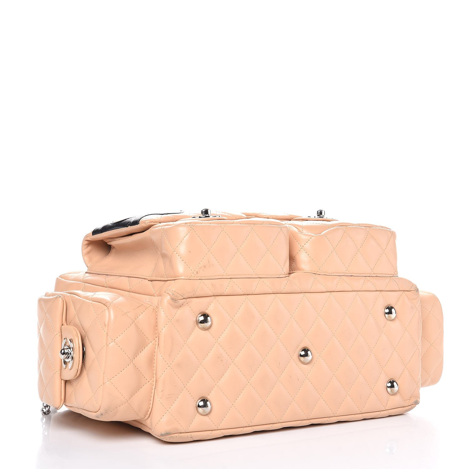Chanel Calfskin Quilted Large Cambon Multipocket Reporter Beige Black 4 of 15
