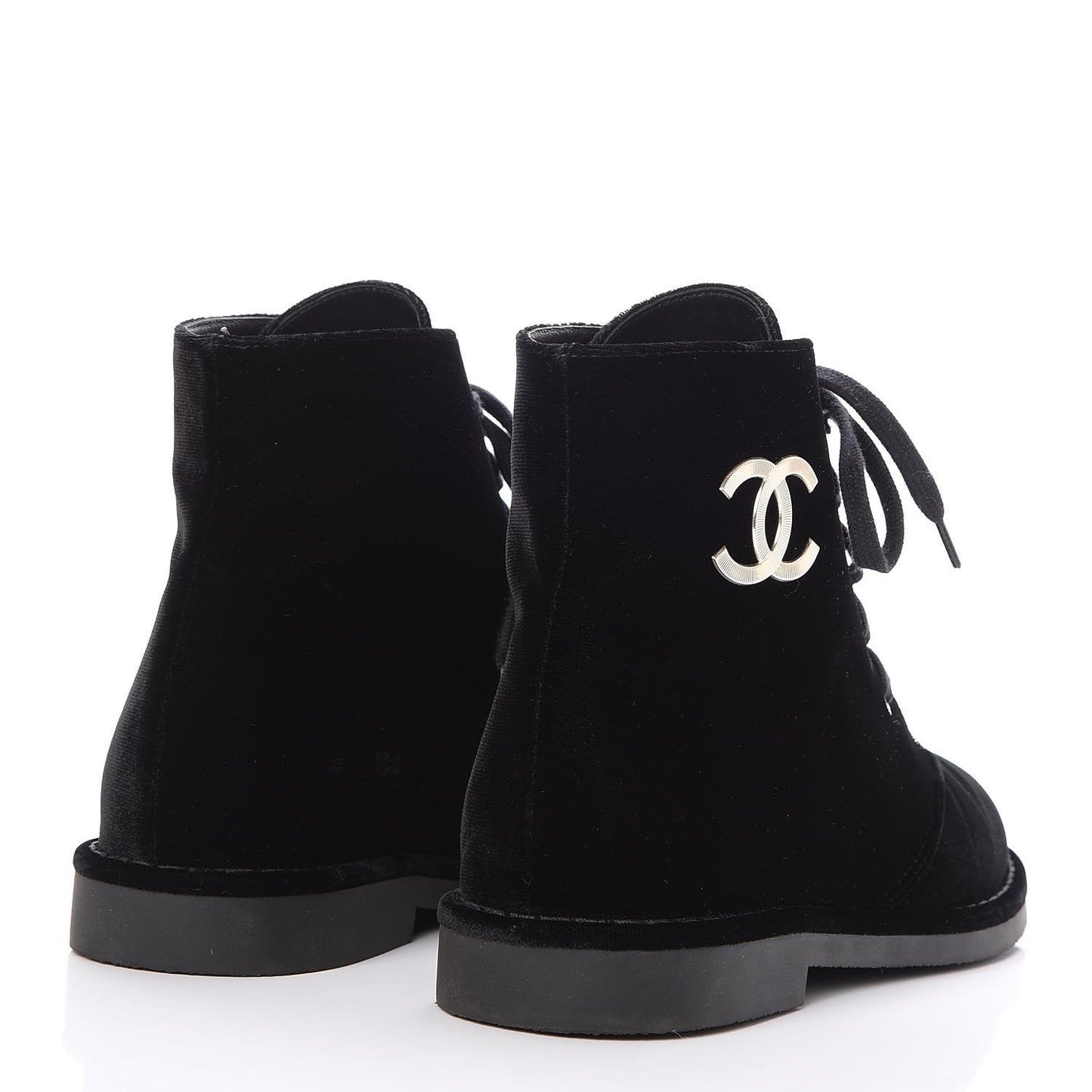 Velvet CC Lace Up Boots 38 Black