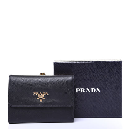 Prada Saffiano Metal Flap Compact Wallet Black 11 of 11