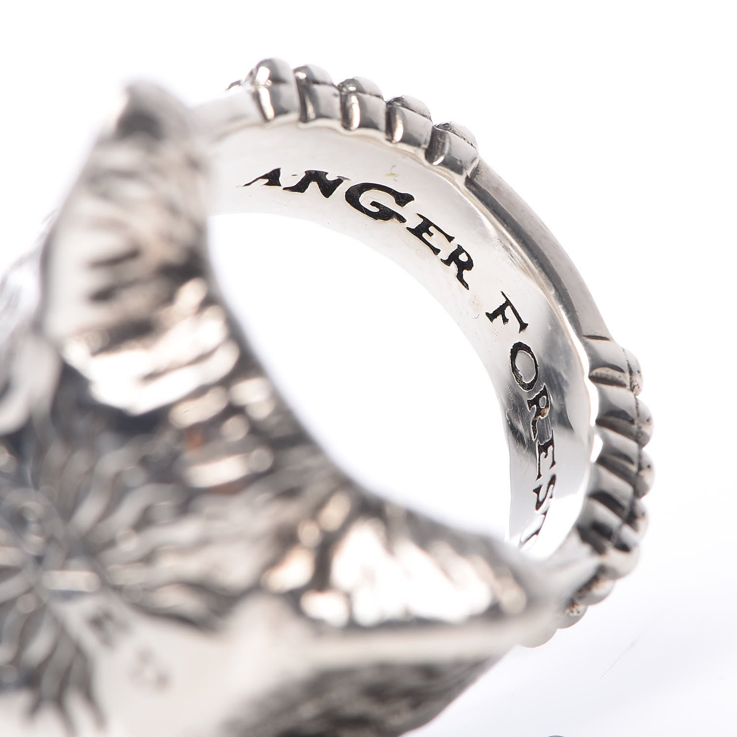 Gucci Sterling Silver Anger Forest Wolf Head Ring 54 6.75 7 of 10