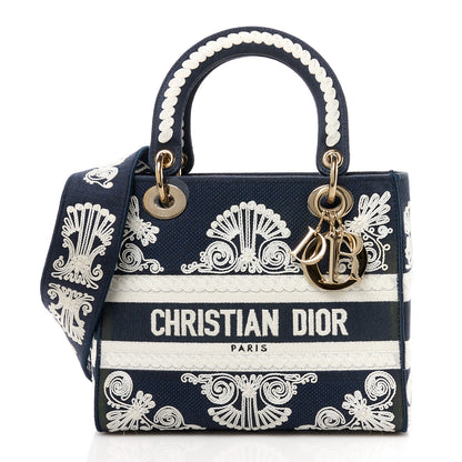 Christian Dior Embroidered Cornely Medium Lady D-Lite Blue White 1 of 11