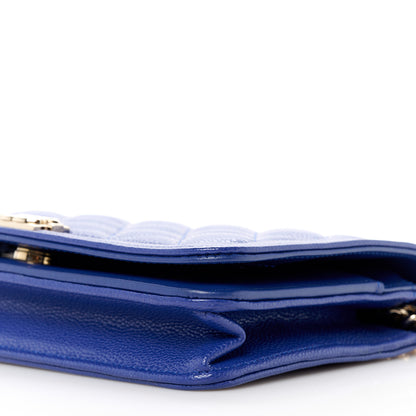 Chanel Caviar Quilted Boy Wallet On Chain WOC Blue 11 of 12