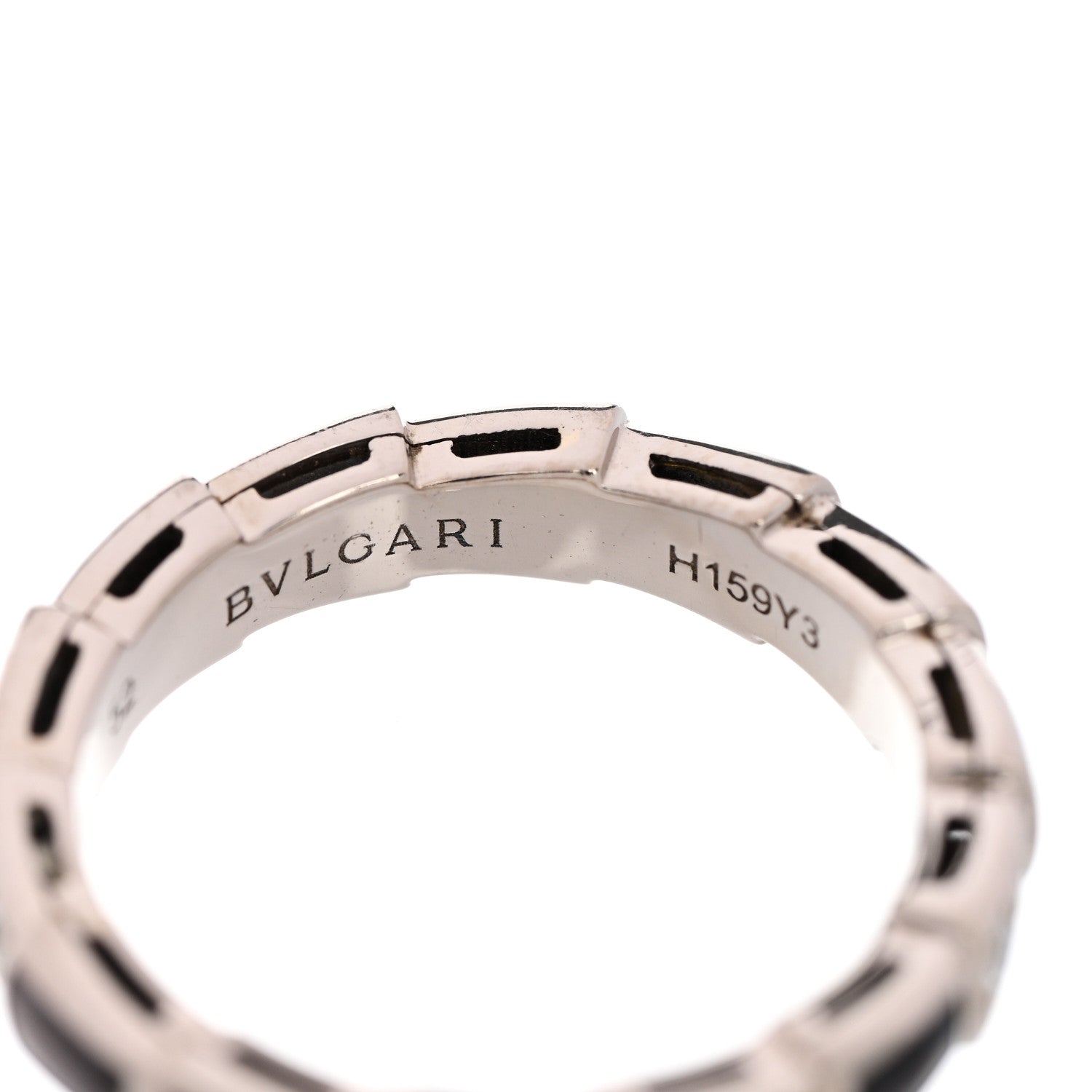 Bulgari 18K White Gold Diamond Gray Mother of Pearl Serpenti Viper Band Ring 52 6 5 of 5