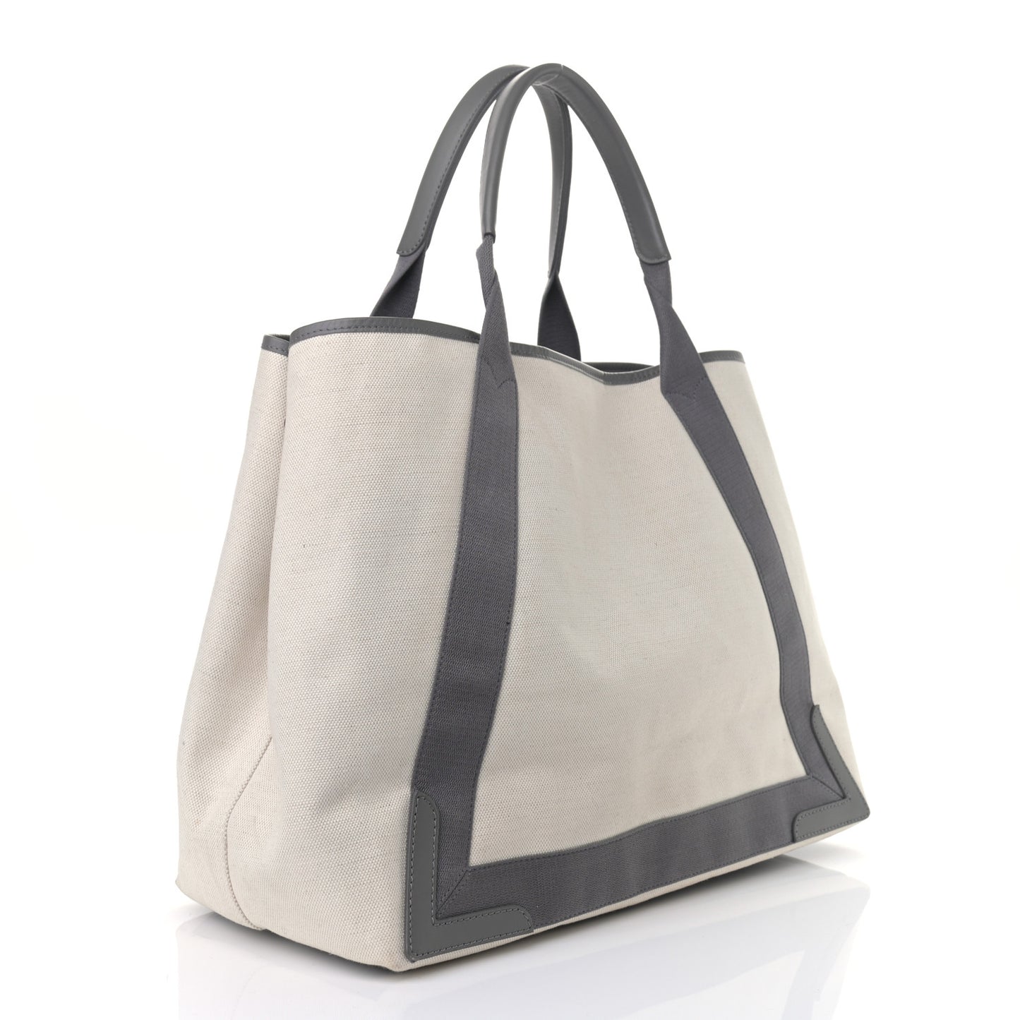 Cotton Canvas Calfskin M Navy Cabas Grey