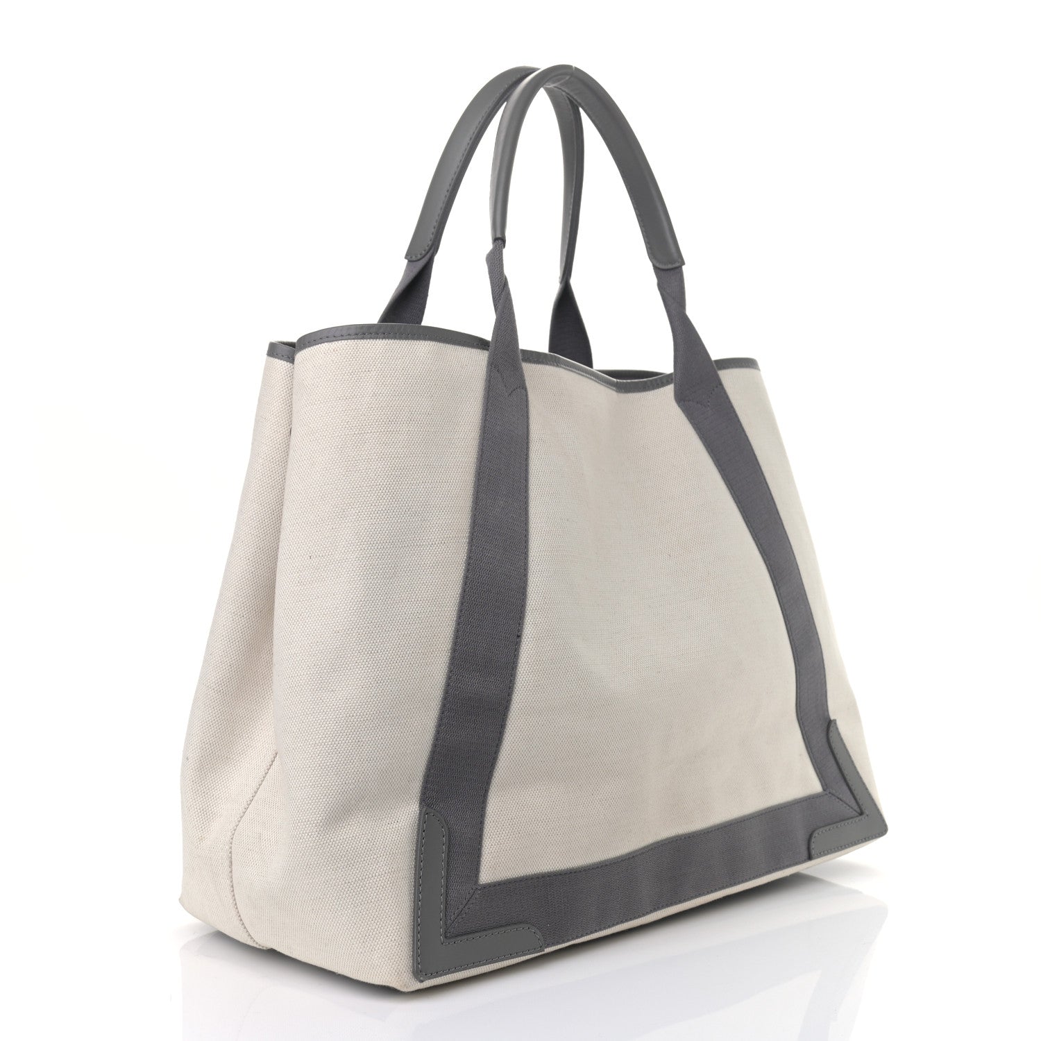 Balenciaga Cotton Canvas Calfskin M Navy Cabas Grey 3 of 15