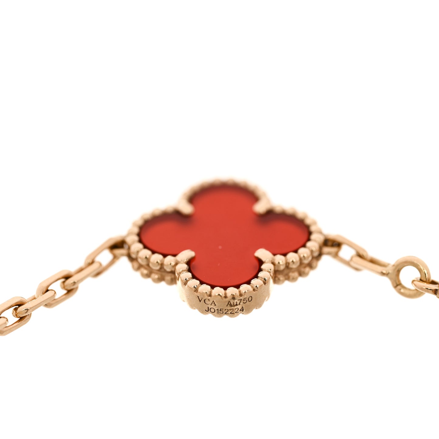 18K Yellow Gold Carnelian 5 Motifs Vintage Alhambra Bracelet