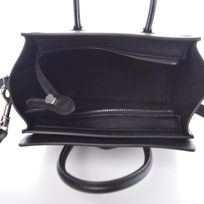 Celine Drummed Calfskin Nano Luggage Black 5 of 6