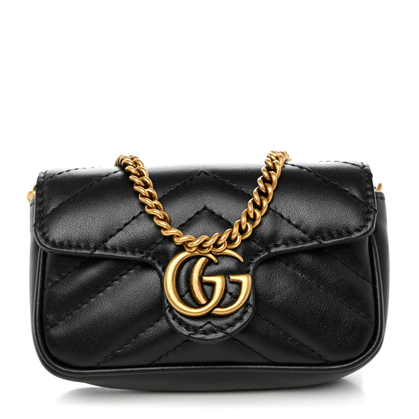 Calfskin Matelasse GG Marmont 2.0 Coin Purse On A Chain Black