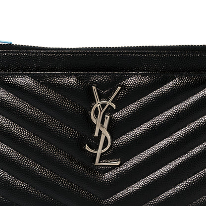 Saint Laurent Grain De Poudre Chevron Monogram Bill Pouch Black 8 of 9