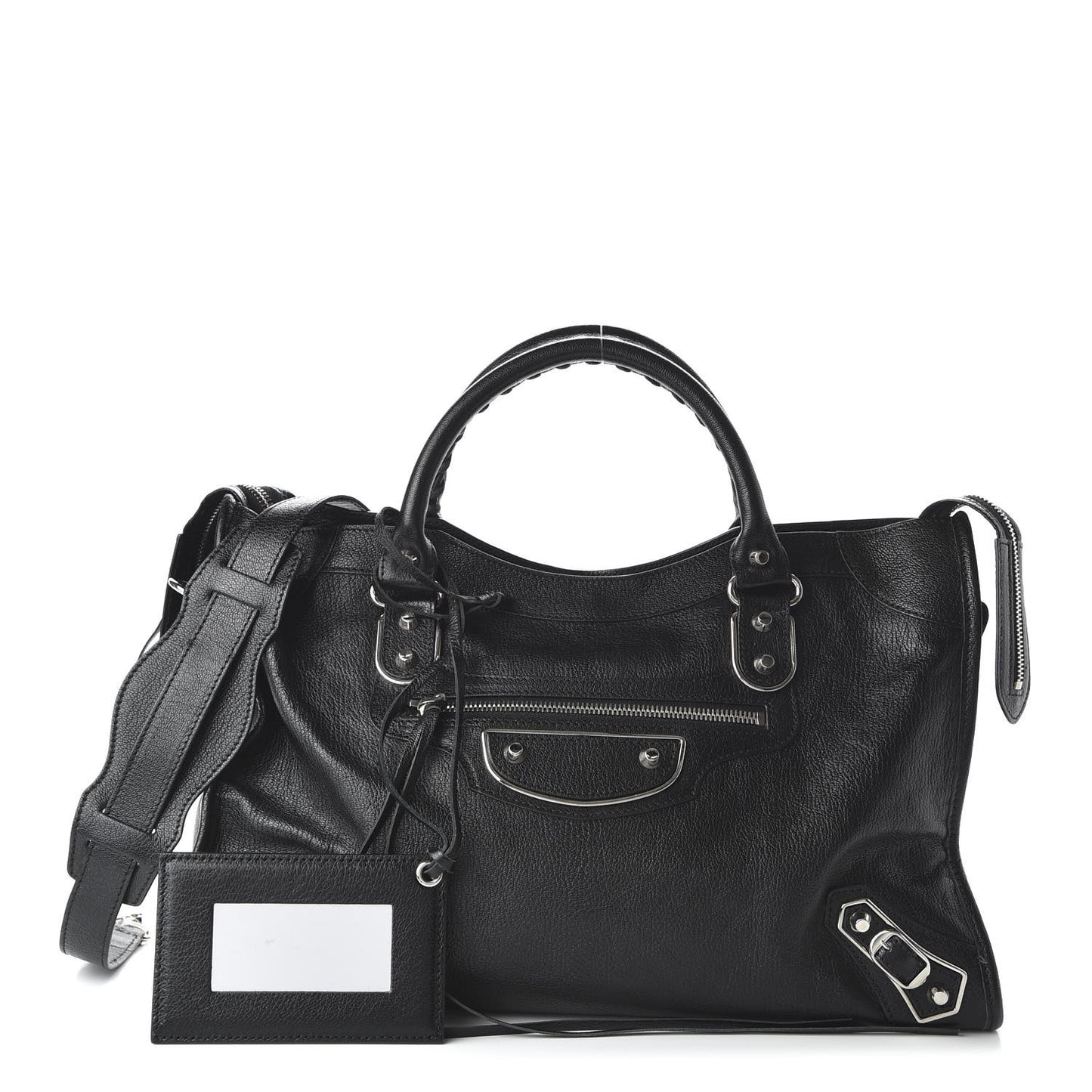 Chevre Silver Metallic Edge Hardware City Black