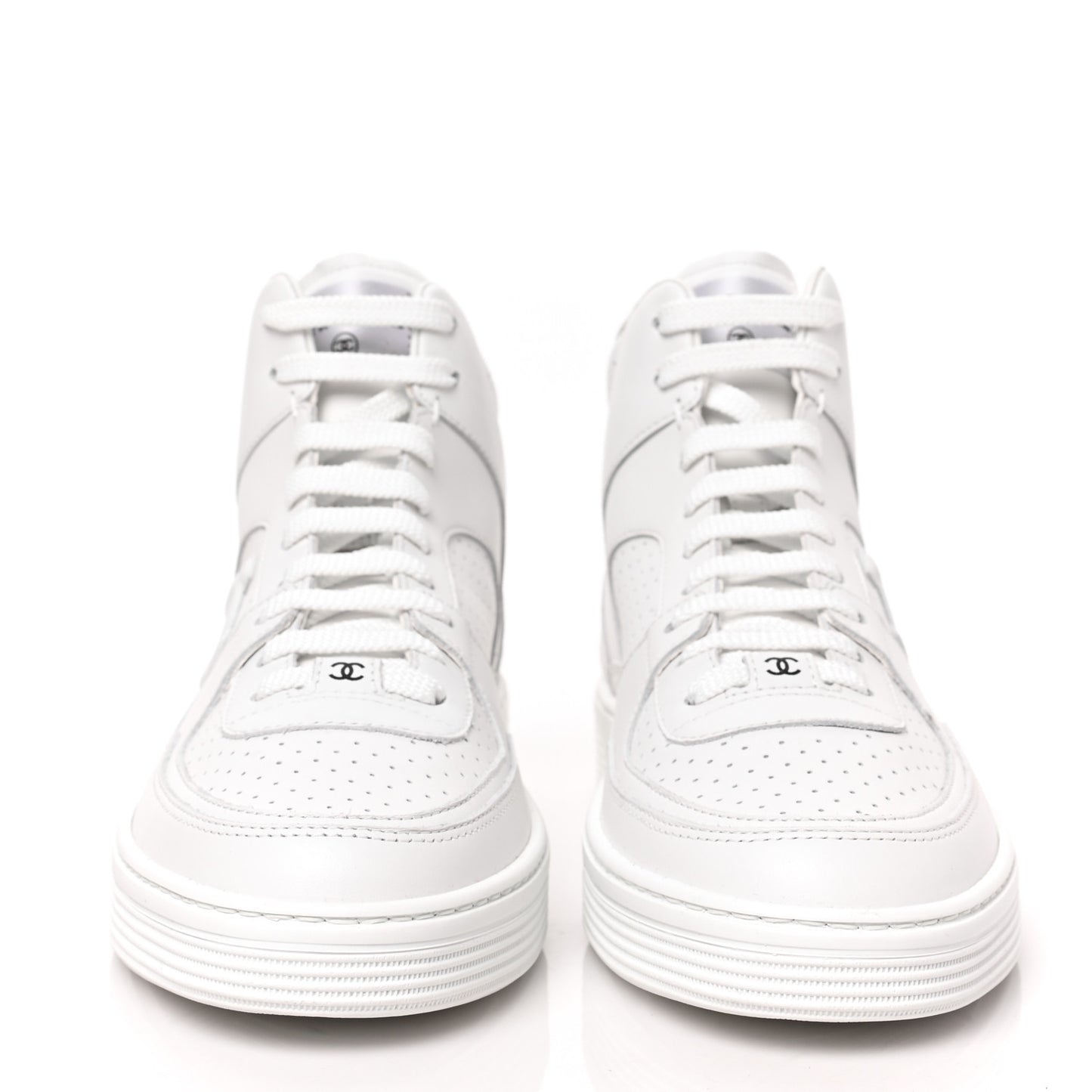 Calfskin CC High Top Sneaker 40 White