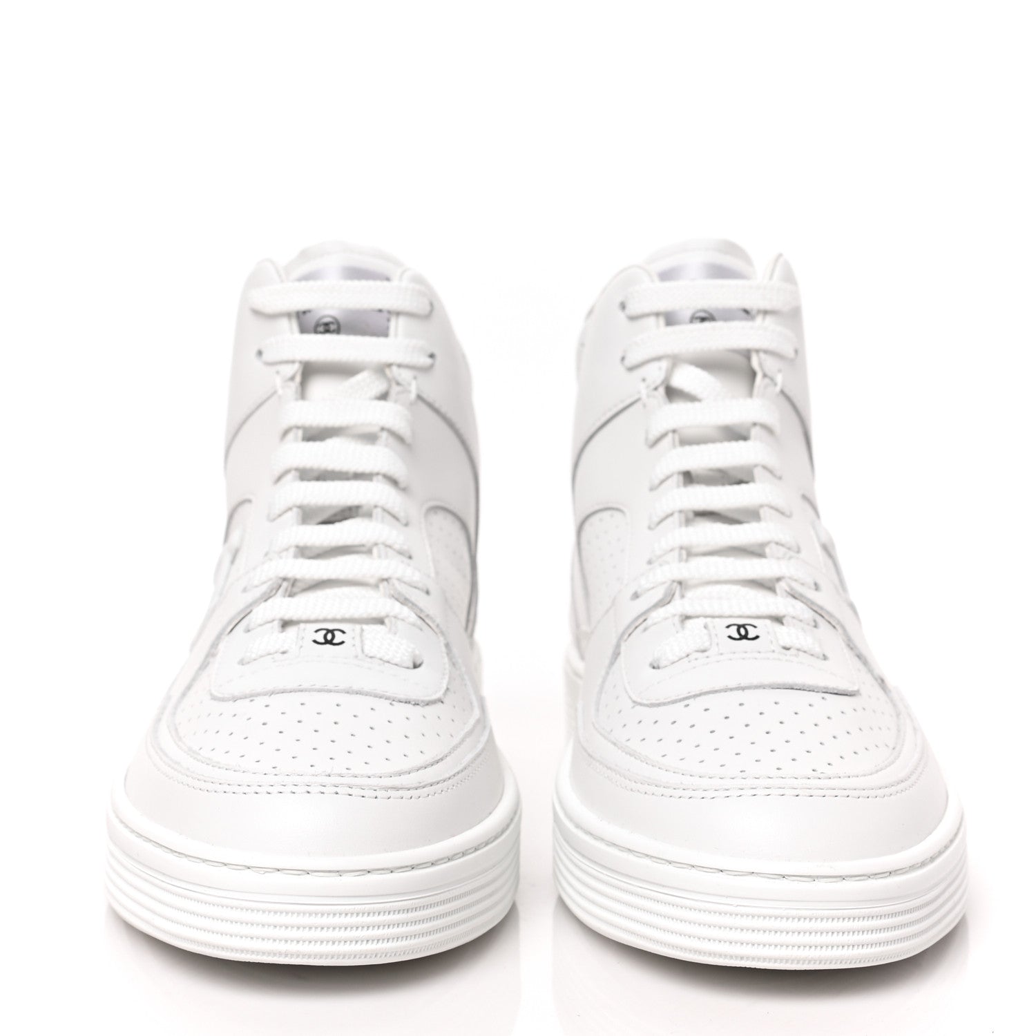 Chanel Calfskin CC High Top Sneaker 40 White 2 of 6