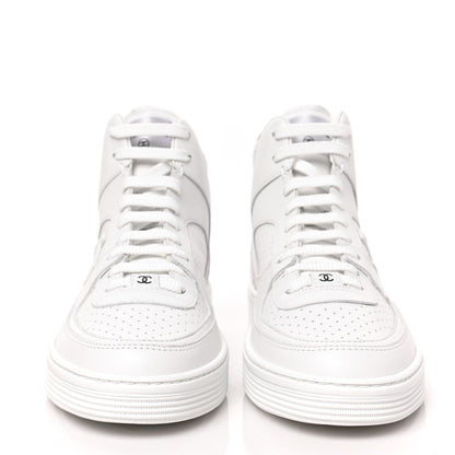 Chanel Calfskin CC High Top Sneaker 40 White 2 of 6