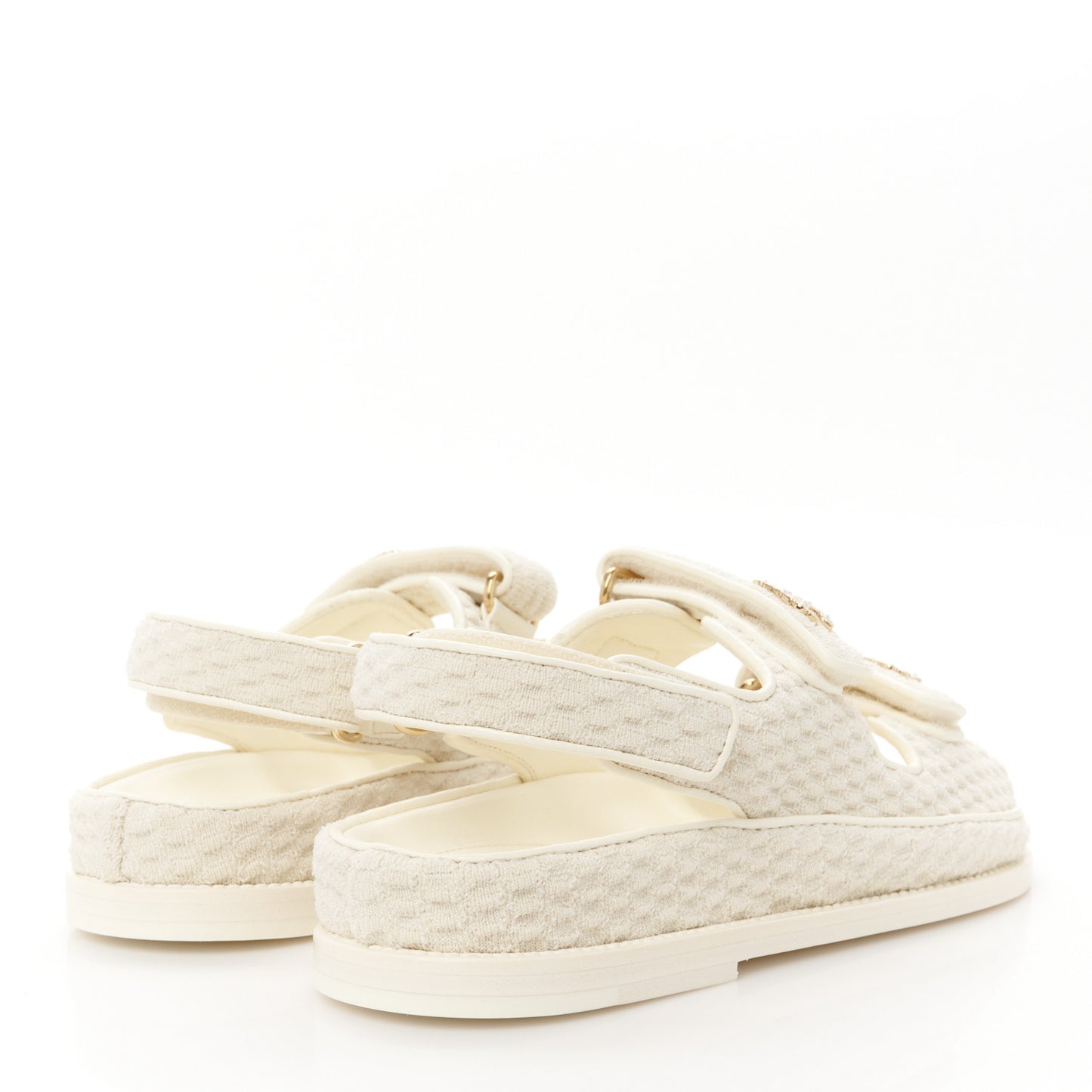 Knit Fabric Velcro Dad Sandals 37.5 Ivory
