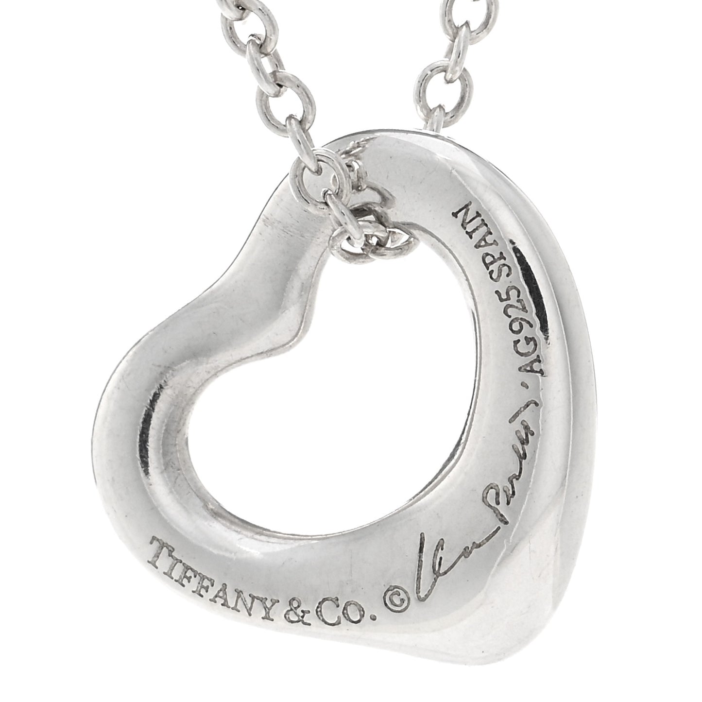 Sterling Silver 11mm Elsa Peretti Open Heart Pendant Necklace