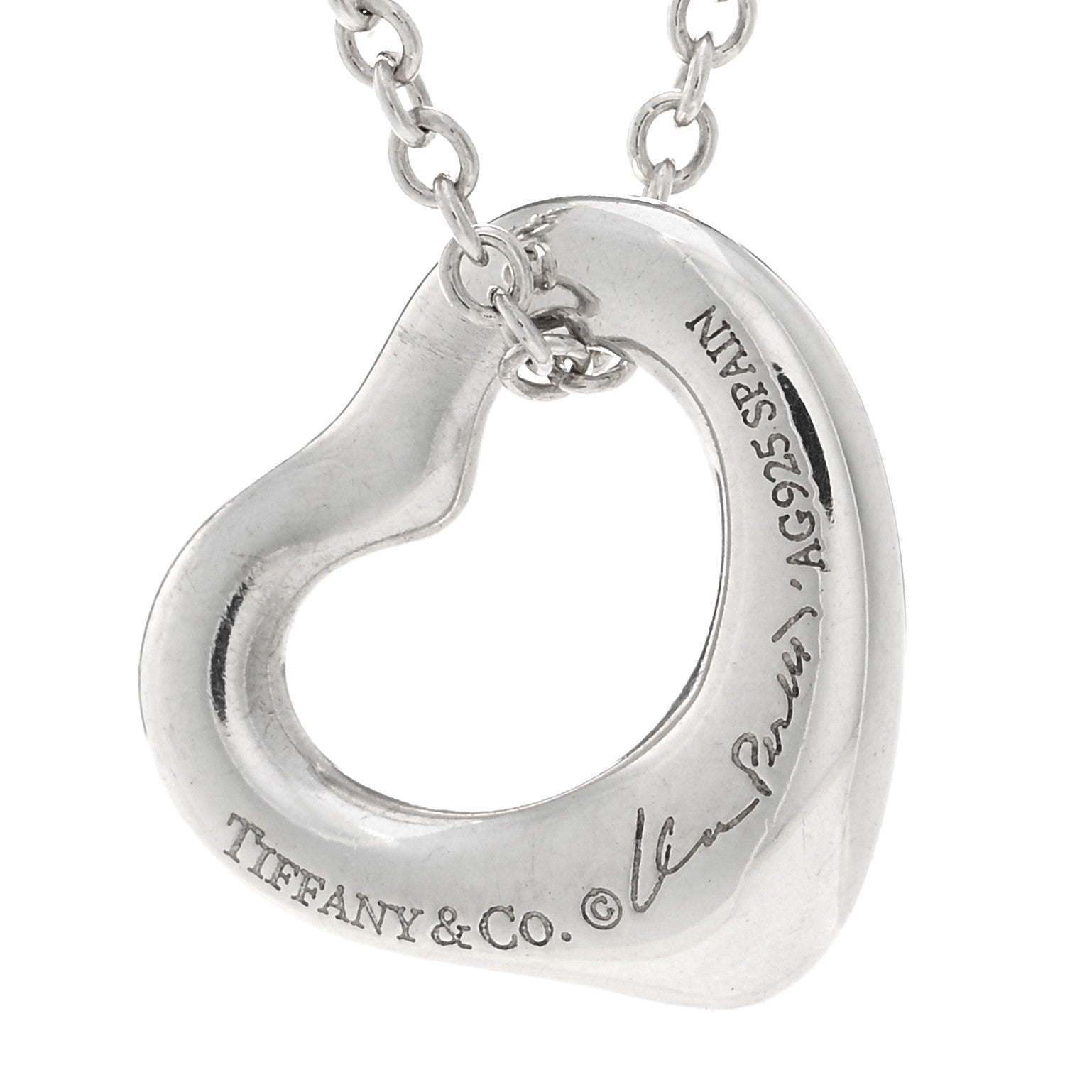 Tiffany Sterling Silver 11mm Elsa Peretti Open Heart Pendant Necklace 4 of 4