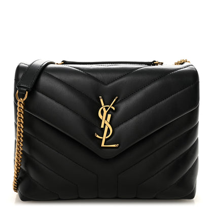 Saint Laurent Calfskin Y Quilted Monogram Small Loulou Chain Satchel Black 1 of 10