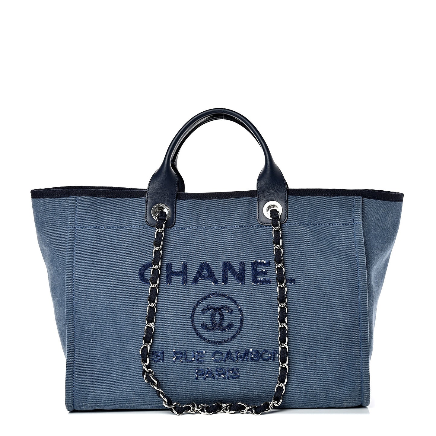 Canvas Sequin Medium Deauville Tote Navy