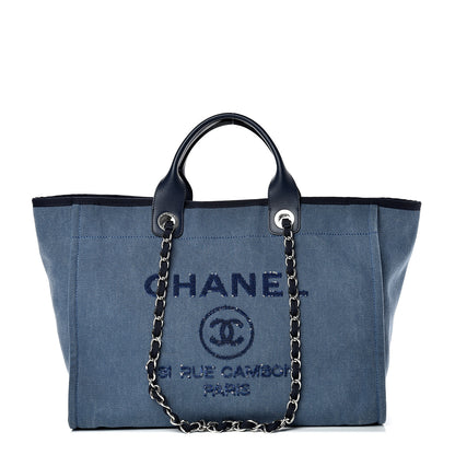 Chanel Canvas Sequin Medium Deauville Tote Navy 1 of 10