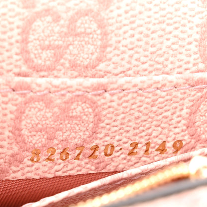 Gucci GG Supreme Monogram Textured Calfskin Emblem Wallet On Chain Pink 7 of 11