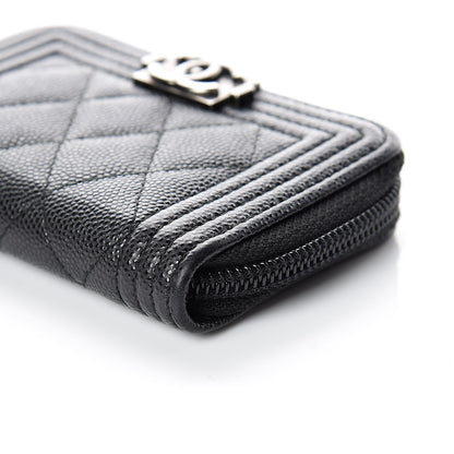 Chanel Caviar Quilted Boy Zip Around Coin Purse Wallet Black 9 of 9