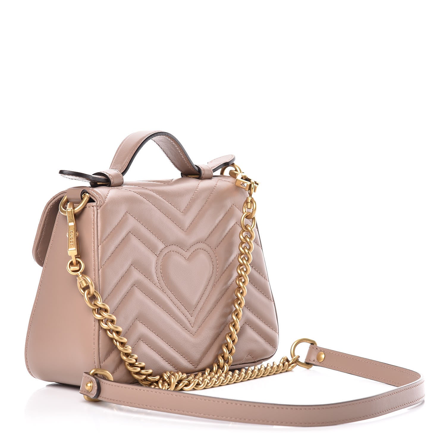 Gucci Calfskin Matelasse Mini GG Marmont Top Handle Shoulder Bag Porcelain Rose 3 of 10