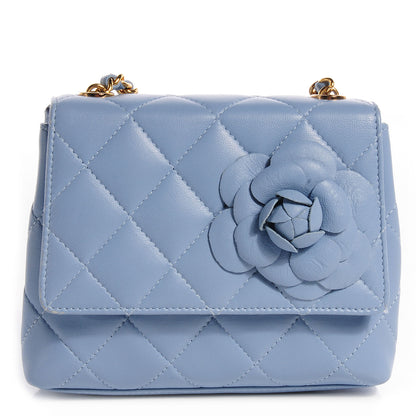 Chanel Lambskin Camellia Mini Flap Light Blue 1 of 8