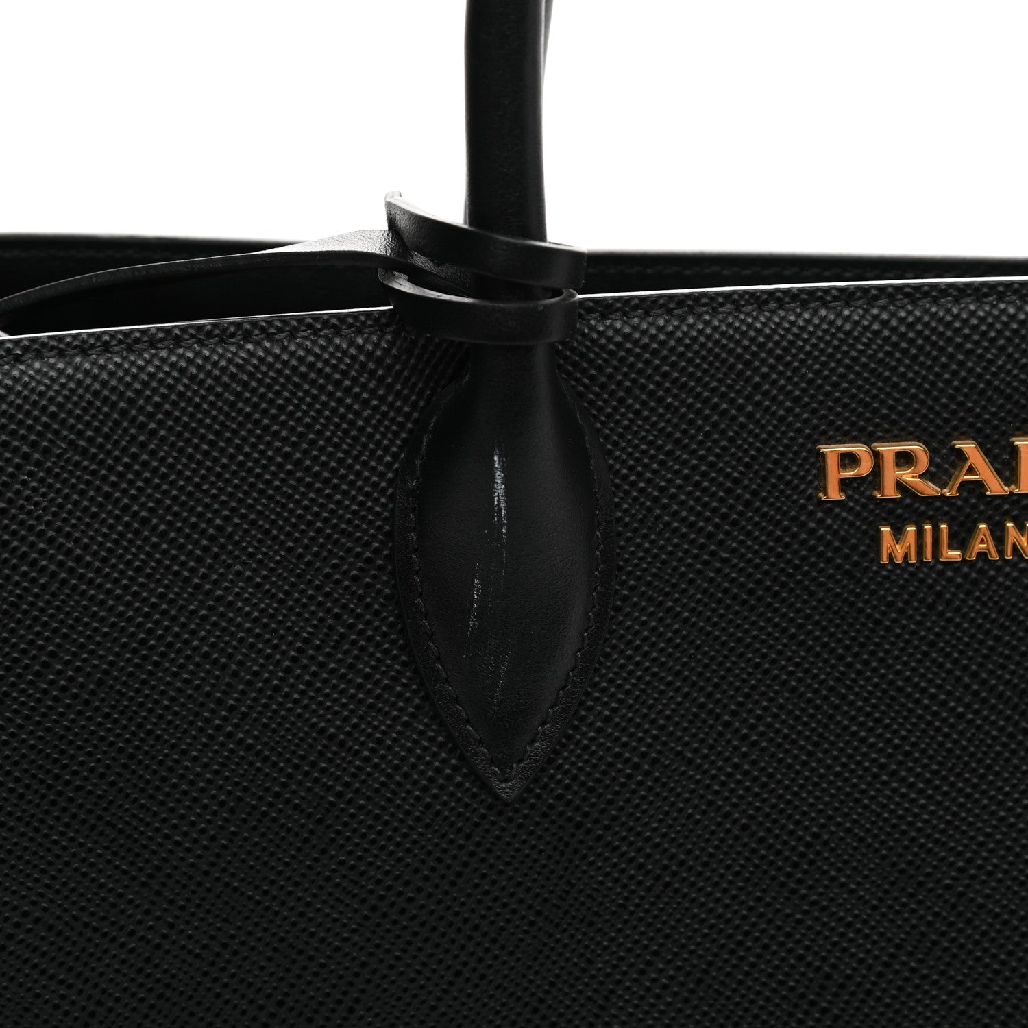 Prada Saffiano Cuir Calfskin Large Double Handle Bag Black 10 of 10