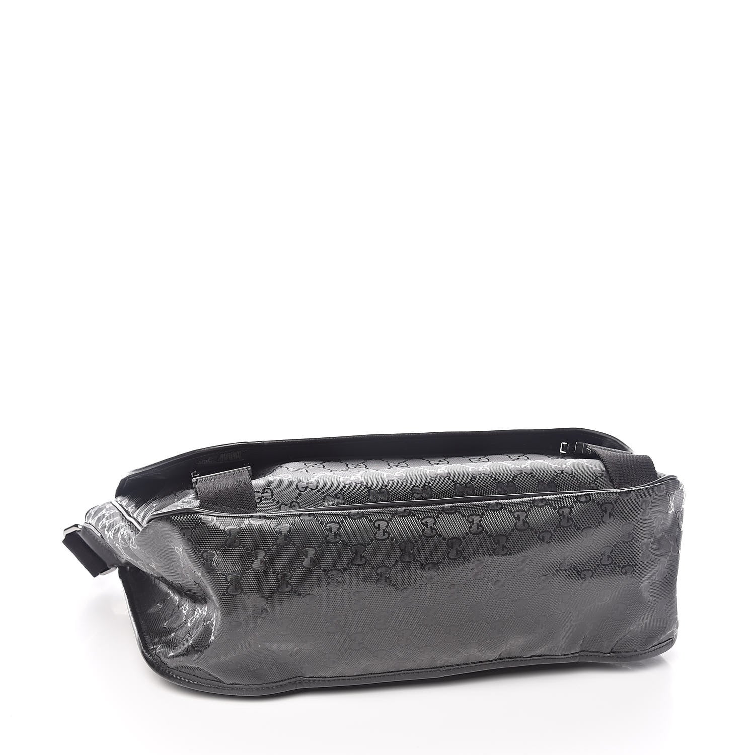 Gucci Imprime Monogram Large Double Buckle Flap Messenger Bag Black 4 of 9