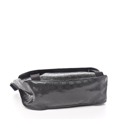 Gucci Imprime Monogram Large Double Buckle Flap Messenger Bag Black 4 of 9