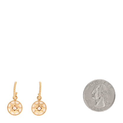 Christian Dior 18K Yellow Gold Diamond Mother of Pearl Rose Des Vents Drop Earrings 2 of 5