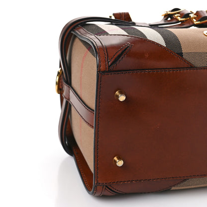 Burberry House Check Bridle Calfskin Medium Alchester Bowling Bag Dark Tan 7 of 9